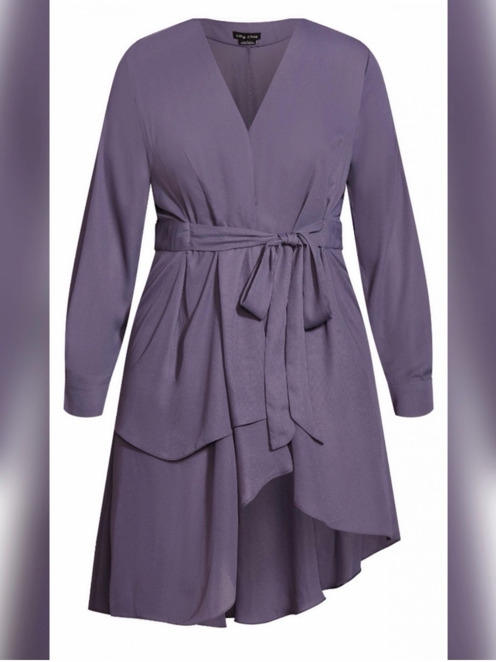 City Chic Purple Wrap Peplum Blouse - Picture 3 of 3